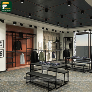 Luxury Clothing Store Display Cabinet Garment Wall Rack Shelf <b>Reception</b> <b>Counter</b> Mirror Boutique Unit - Product Image 2