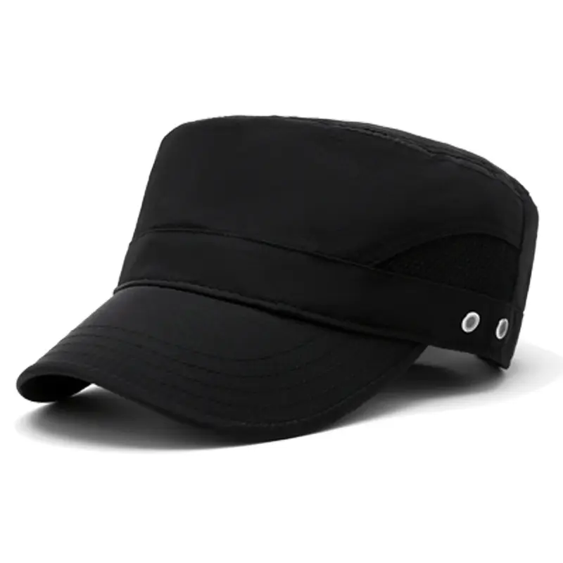 black waterproof baseball cap men's flat top baseball hat black flat top hat for sports sun protection flat top hat