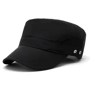 Casquette de baseball noire imperméable pour hommes, chapeau de baseball noir à dessus plat pour le sport, protection solaire