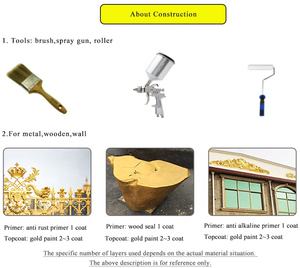 <span class=keywords><strong>Peinture</strong></span> en feuille d'or à base d'eau à base d'acrylique de couleur brillante revêtement de placage à l'or liquide en feuille d'or jaune pour surfaces métalliques brossables - Product Image 3