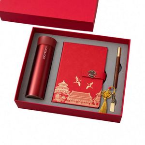 Juego de Regalo Empresarial de Acero Inoxidable Estilo Chino, Modelo 048, Termo, Cuaderno A5, Memoria USB, Tendencia Nacional - Product Image 1