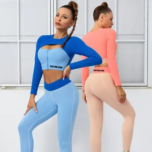 Vrouwen Fitness Slijtage 2 Stuk Plus Size Hoge Taille Ademend Trainingspak Fitness Geribbelde Yoga Set