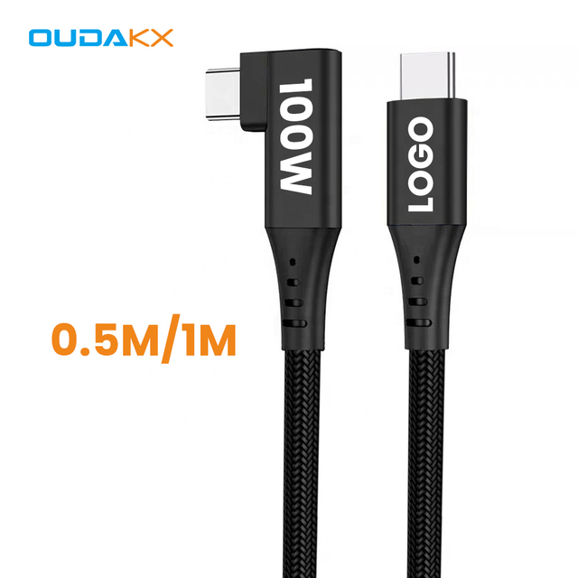Wholesale High Quality Braided USB C Right Angle 0.5m Type C Data Cable PD100W Fast Charging 10Gbps Data Transfer Cable C Type