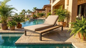 [BeNK] Chaises longues modernes réglables en bois d'acacia avec dossier réglable, coussin amovible, cadre en acier thermolaqué - Product Image 3