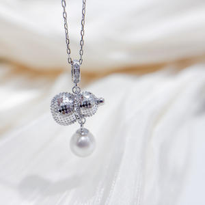 อุปกรณ์ทำเครื่องประดับ DIY 31442 จี้เงินแท้ S925 รูปทรงน้ำเต้าเปล่า สำหรับสร้อยคอผู้หญิง ขนาด 6-10 มม. อะไหล่เครื่องประดับ - Product Image 3