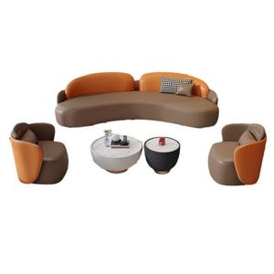 Conjunto de Sofás Curvos de Cuero, Muebles Modulares para Oficina, Sala de Reuniones, Hotel, Salón de Belleza, Área de Recepción - Product Image 5