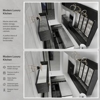 Cuisine industrielle BECKONING |   Rangement modulaire 80/20 dissimulé/visible |   6 finitions à texture ciment |   Verre Laqué Stratifié