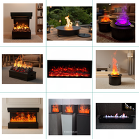 Cheminée électrique décorative à flamme 3D LED multicolore automatique, réglable et personnalisable, avec application TUYA, en métal intégré, 72 pouces, avec chauffage à eau