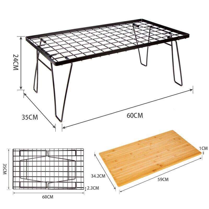 Steel Leg Long Portable Folding Camping Table Outdoor BBQ Bamboo Folding Picnic