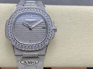 Montre de sport à cadran carré pour hommes de luxe de haute qualité avec conception commerciale numérique étanche pleine de diamants en acier inoxydable de 22mm - Product Image 3