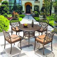 Table de jardin en alliage d'aluminium de style villa, imperméable, avec coussin à séchage rapide, design champêtre pastoral, haut de gamme, pour balcon extérieur