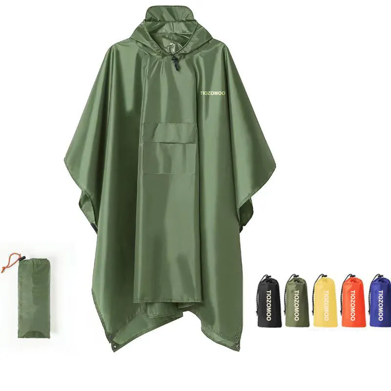 High Quality Polyester PVC Adults Motorcycle Waterproof Hooded Rain Poncho Raincoat