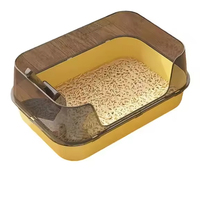 Grande litière semi-fermée à parois hautes pour chat, toilette pour chat domestique avec tapis de sol, conception anti-éclaboussures et contrôle des odeurs, fournitures pour animaux de compagnie
