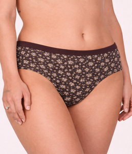 Braguitas de Cintura Media para Mujer, Color Marrón con Estampado Floral, Cintura Elástica Exterior, Suaves, Elásticas, Cómodas y Transpirables - Product Image 2