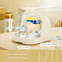 Boîte de rangement pour biberons, organiseur en plastique pour ustensiles d'alimentation, conteneur de rangement avec tiroir, égouttoir, support de séchage, boîte de rangement anti-poussière