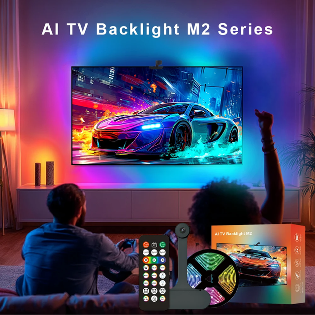 AI Smart Camera Music Sync RGBIC LED TV Backlight Strip USB Powered App Control for Home Theater Gaming Room Ambiance Tape Light