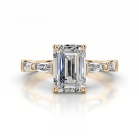 Anillo de Moissanita VVS con Corte Esmeralda de 3ct, Corte Baguette Cónico, Plata de Ley 925, Chapado en Oro de 18K, Joyería Fina Minimalista para Mujer