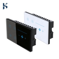 Interrupteur intelligent WiFi 4 voies en verre tactile 10A ABS pour éclairage et ventilateur, compatible Alexa et Google Assistant