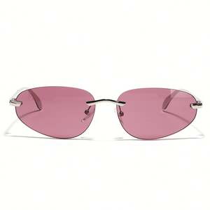 Lunettes de soleil œil-de-chat sans monture en alliage, personnalisables avec logo, nouvelle collection 2025, protection UV400, style Y2K, pour femmes et hommes - Product Image 4