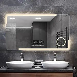 Hot Selling Smart Screen Touch Led Lighted Bath Vanity Mirror Defogging Magnifying Irregular Bath Mirror