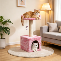 Petit arbre à chat avec poteau à gratter en sisal, niche pour chat, perchoir en peluche douce, jouet suspendu en forme de souris, tour pour chat d'intérieur pour chatons