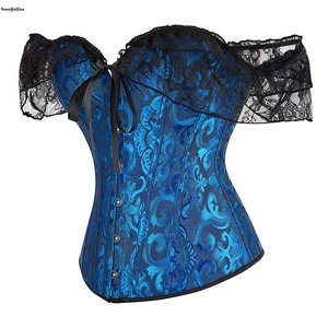 Corsetto <span class=keywords><strong>Vintage</strong></span> in Pizzo Plus Size Traspirante da Donna, <span class=keywords><strong>Lingerie</strong></span> Sexy, Fascia per il Petto, Bustier Rosso e Nero con Spalle Scoperte - Product Image 6
