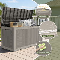 En stock aux États-Unis, boîte de rangement extérieure personnalisable de 380 L/100 gallons, grande boîte de rangement pour terrasse avec bordure pour outils, jardin et piscine