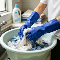 Gants de protection durables en PVC bleu de 27 cm avec intérieur en pur coton pour un travail quotidien et des tâches d'entretien confortables