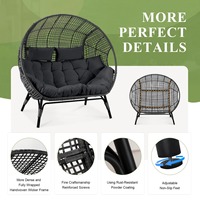 Chaise longue d'extérieur avec repose-pieds Meubles de terrasse à assise profonde Chaise de patio en rotin surdimensionnée en osier Chaise œuf de jardin à double siège