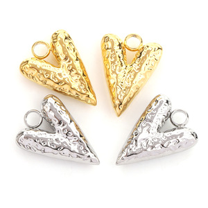 Stainless Steel Hammered Heart Pendant Gold <b>Silver</b> Jewelry Finding For <b>Earrings</b> Sweater <b>Chain</b> Decorative Charm H1442 - Product Image 5