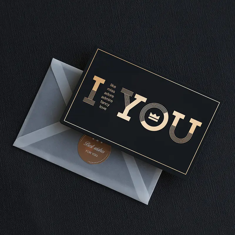 Envelopes cartão preto estampado a quente cartão de aniversário em branco, cartão de casamento, convite de negócios, carta de luxo personalizada, obrigado