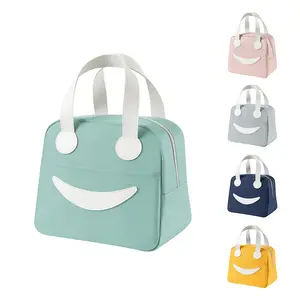 Durable Mignon Sourire Visage Portable Étanche Isolation Thermique Bento Sac À Lunch Oxford Tissu Isolé Fourre-Tout Glacière Sac