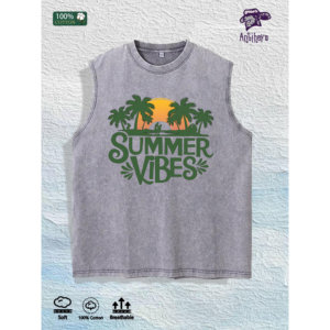 Summer Vibes Impreso Chaleco lavado US Local Warehouse 3 colores Algodón Transpirable T - Product Image 6