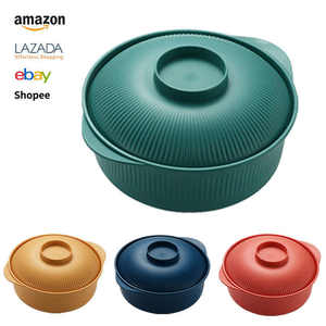 Bol de service multifonction en paille de blé avec couvercle, résistant à la chaleur, avec poignée, pour riz, soupe, et plats épicés - Product Image 3