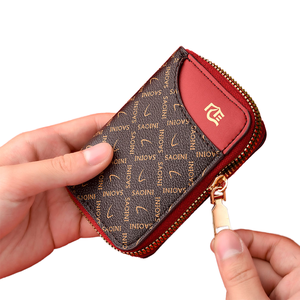Wriza Womens PU Leather Compact Zipper Wallet Silk Screen Printed Fashion Credit Card <b>Holder</b> Small Designer Purse - Product Image 1