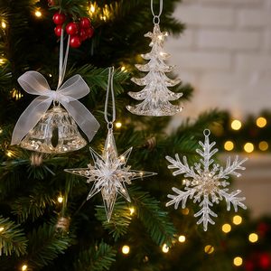 Luxury Acrylic Transparent <b>Christmas</b> Tree Sequins Glitter Hanging Ornaments Custom Size Decoration - Product Image 1
