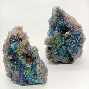 หินควอตซ์คริสตัลสีรุ้งสำหรับตกแต่ง,หินตัวอย่างหินออร่า Sphalerite ดิบ