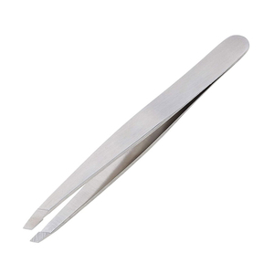 Pince à épiler pour sourcils en acier inoxydable à marque privée, pointe inclinée avec poignée antidérapante, logo personnalisé professionnel OEM - Product Image 3