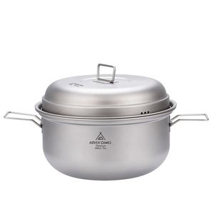 Ensemble de marmite <span class=keywords><strong>à</strong></span> vapeur en titane avec couvercle, Pot <span class=keywords><strong>à</strong></span> vapeur en plein air pour jardin Camping soupe Kit de cuisine pour Camping - Product Image 2