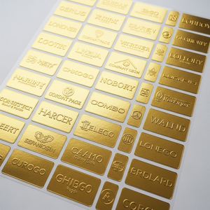 XJY adhesivo permanente personalizado oro lujo impermeable su propio logotipo de <span class=keywords><strong>negocio</strong></span> impreso impermeable transferencia UV 3D pegatinas metálicas - Product Image 5