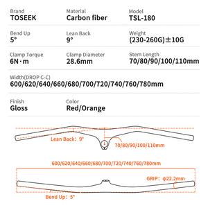<span class=keywords><strong>Guidon</strong></span> <span class=keywords><strong>VTT</strong></span> Intégré en Fibre de Carbone TOSEEK, Vente en Gros Usine, Tige 28.6mm, <span class=keywords><strong>Guidon</strong></span> de Vélo de Montagne 780mm, Accessoires de Vélo OEM ODM - Product Image 2