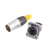 Conector RJ45 Impermeable de Doble Cabeza con Brida Cuadrada, Tipo Placa PCB de Nylon PA66, IP67, para Equipos LED