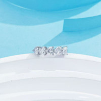Anello da donna in platino Pt950 con diamante a taglio a cuore e pavé, stile lusso leggero, con diamante da laboratorio, a gambo dritto