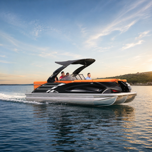 <span class=keywords><strong>Bateau</strong></span> ponton <span class=keywords><strong>de</strong></span> pêche en aluminium CE ISO 22 pieds, 12 personnes, 200 CV hors-bord, échelle <span class=keywords><strong>de</strong></span> bain, remorque <span class=keywords><strong>moteur</strong></span> en option, familial en haute mer - Product Image 4