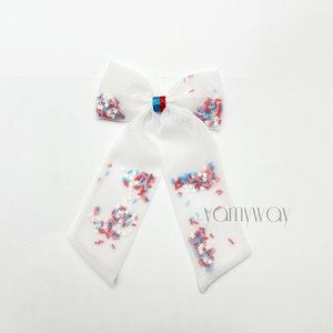 Ragazze americane 4 ° di July Shaker archi piccolo Miss petardo USA fiocchi con stelle e strisce in poliestere - Product Image 4