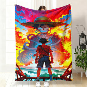 ผ้าห่มขนแกะลายการ์ตูนอนิเมะลูฟี่แบบกำหนดเองขายส่งจำนวนมาก ผ้าห่มนุ่มฟูสำหรับเตียง โซฟา รถยนต์ และการเดินทาง - Product Image 4