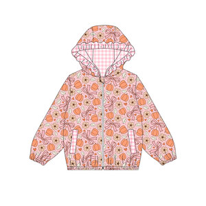 Sudadera con capucha y cremallera de calabaza para niñas pequeñas, estilo boutique, nueva moda, ropa infantil al por mayor, ropa de otoño de fábrica para niños - Product Image 4