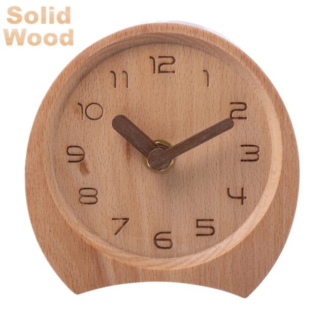 Laser Craved Numbers Wood Clock Hands Modern Simple Style Wooden Table Desk Clock