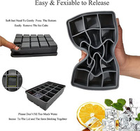 Grand bac à glaçons 4/6/8/15 cavités avec couvercle pour machine à glaçons carrés pour whisky Moule à glaçons en silicone à l'ancienne