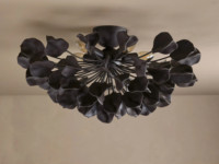 Lustre en forme de feuille de pétale pour la décoration de la maison, garantie 5 ans, métal, LED, noir, blanc, céramique, luminaire semi-encastré pour table à manger, chambre à coucher
